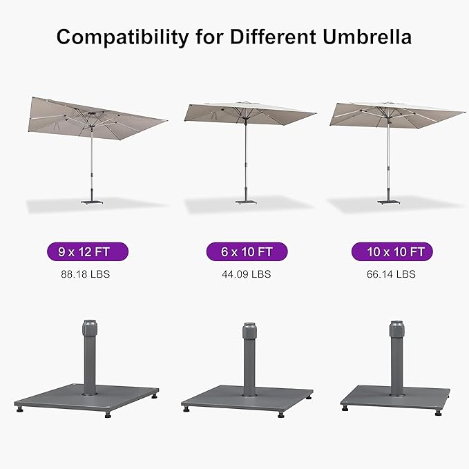 PURPLE LEAF Patio Umbrella Base Stand AT4030 Market Table Weighted Base Outdoor Heavy Duty Square Steel Plate Stand 66 LBS Black
