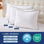 Feather Down Pillows Standard Size Set of 2, Luxury Hotel Collection Bed Pillow 2 Pack, Airyfil™ Powered Fillings & Feathers Pillow，Fluffy Plush for Side Sleepers, Medium Firm, 20x26 in.