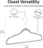 Amazon Basics Slim, Velvet, Non-Slip Suit Clothes Hangers, Gray/Silver - Pack of 50