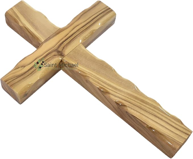 Handcrafted Olive Wood Wall Cross – 6 Inch Cross from the Holy Land | Christian Wooden Cross for Home, Church, Baptism, or Memorial Gift