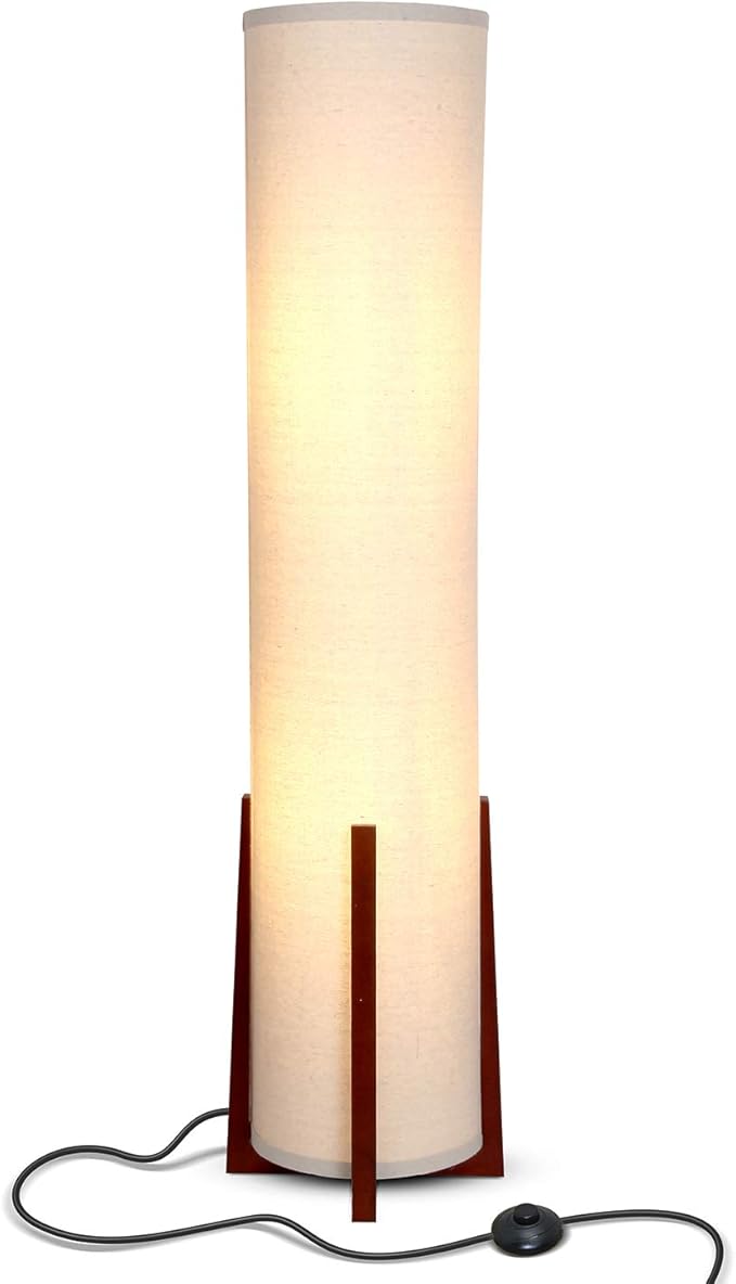 Brightech Parker Paper Lantern Floor lamp, 48 Inch Tall Lamp with Wood Frame, Asian Design for Bedroom, Decorative Tower Shade Lamp for Living Rooms & Offices, Great Living Room Décor