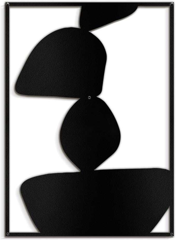SIGNLEADER Metal Wall Art Decor Abstract Shapes Minimalist Modern Abstract Wall Sculpture Hangings Home Decoration for Living Room, Bedroom, Bathroom, Kitchen, Outdoor - 18" Black