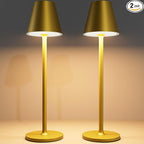 2-Pack Cordless Table Lamps - 5000mAh Rechargeable Battery Operated Desk Lamp, 3-Level Dimmable LED Night Light for Bedroom, Dining, Restaurant - Metal Design (Bronze 2PACK)