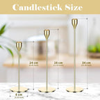 27 Pack Candles Holder, 9 Sets Taper Candlestick Holders Fit 0.75 Inch Thick Pillar Candles, Long Candle Sticks Centerpiece Decor for Home Wedding Dinning Party Anniversary(Gold)