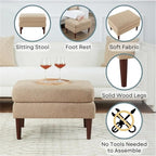 Convenience Concepts Designs4Comfort Marlow Ottoman 27" - Mid-Century Modern Upholstered Footrest & Seat for Living Room, Bedroom, Hallway, or Entryway, Tan Fabric