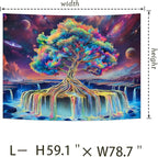Obsecolors Blacklight Tree of Life Tapestry UV Reactive Waterfall Tapestry Galaxy Space Aesthetic Tree Wall Tapestries Colorful Starry Sky Tapestries Wall Hanging for Bedroom