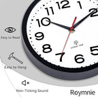 Atomic Wall Clock 10 Inch, Modern Clock Battery Operated Classic Analog Decorative for Kitchen, Living Room, Office, Bedroom, Bathroom (Black)