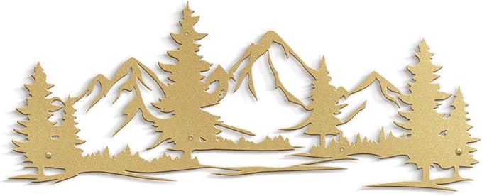 SIGNLEADER Metal Wall Art Decor Mountain Pine trees Modern Abstract Wall Sculpture Hangings Home Decoration for Living Room, Bedroom, Bathroom, Kitchen, Outdoor - 36" Gold