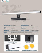 Wall-Mounted Bathroom Lighting Fixtures, 32 Inch 24W IP44 Black Modern Bathroom Vanity Light, 5CCT Adjustable (2700K–5000K), Dimmable LED Light Fixture, Dual-Sided, 180° Rotatable Angle, ETL