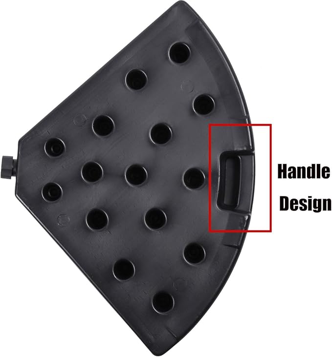Sunnyglade 18.9" 4Pcs 13L Fan Shaped Water or Sand Filled Umbrella Base/Fan Style Self-Filled Cantilever Offset Umbrella Base Stand Suitable for All Kinds of Cross Tiles (Black)