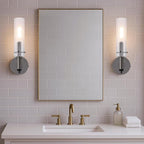 Black Bathroom Vanity Light Fixtures with Striped Clear Glass Shades Modern Wall Sconces Dimmer ON/Off Switch Indoor Wall Light for Mirror Living Room Bedroom Hallway Staircase