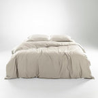 Olive + Crate Tencel Eucalyptus Cooling Duvet Cover Set - Hypoallergenic, Lyocell Tencel Duvet Cover - Soft, Temperature Regulating with Hidden Button Closure & Corner Ties - Twin XL, Beige
