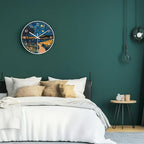 8 inch Silent Battery Operated Wall Clock, Decorative Round Wall Clock, Men Under The Starry Night