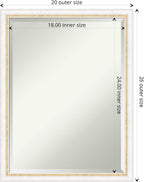 Amanti Art White Wall Mirror 26x20 Morgan White Gold Rectangle Bathroom Mirror for Wall Decor Living Room, Medium Modern Wood Frame, Hangs Horizonally and Vertically, Bathroom Decor, Beveled Edge