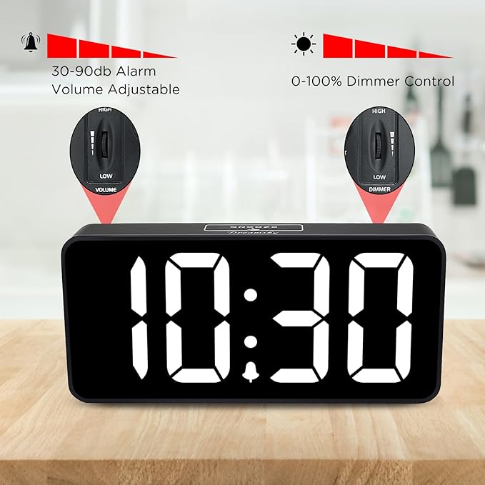 DreamSky Large Digital Alarm Clock Big Numbers for Seniors & Visually Impaired, 9 Inches Electric Clocks for Bedroom, Jumbo Display Fully Dimmable Brightness, USB Ports, Adjustable Alarm Volume