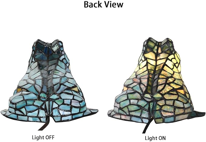 Bieye L10829 Frog Table Lamp Tiffany Style Stained Glass Accent Night Light for Home Décor Nursery Bedside (Multi-Colored)
