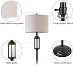 65" Modern Floor Lamp for Living Room with 2 Light Sources, Industrial Black Tall Standing Lamps with Nightlight, Retro Floor Light for Bedroom Office Reading Room, Bulbs Included