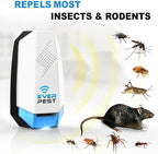 Ultrasonic Pest Control Repeller (2-Pack) Plug in Flea Rat Roach Mosquito Cockroaches Rodent Spider Scorpion Squirrel Mouse Fruit Fly Insect Indoor Plug Repellent Electronic Defender