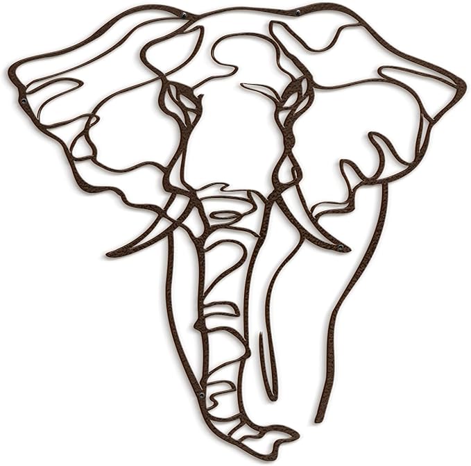 SIGNLEADER Metal Wall Art Decor Elephant Minimalist Modern Abstract Wall Sculpture Hangings Home Decoration for Living Room, Bedroom, Bathroom, Kitchen, Outdoor - 30" Bronze