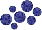 ITrixgan 7 Pieces Deep Blue Wall Art Round Metal Modern Accent Large Sunburst Hanging Decorations Above Bed TV for Home Office Bedroom Living Room