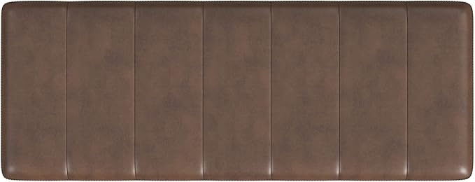 HomePop Theodore Decorative Bench with Metal Base, Brown PU Leather