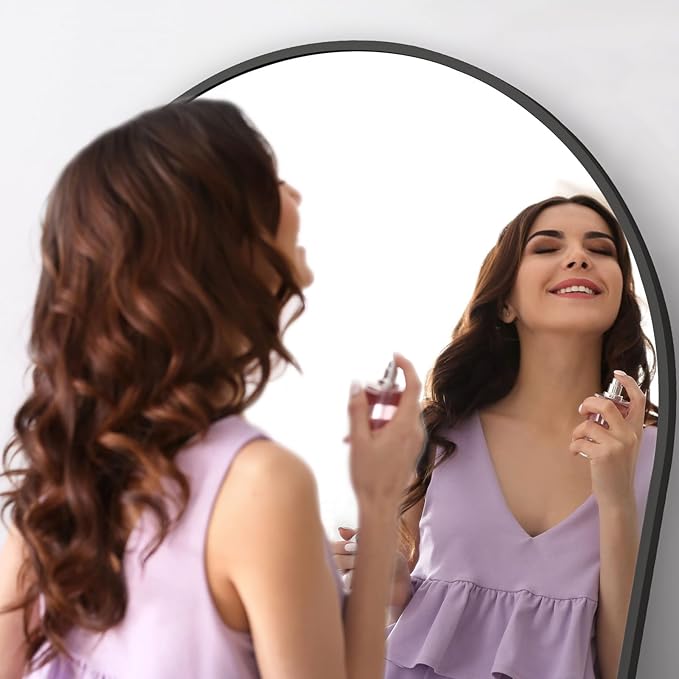 Arched Full Length Mirror, 76"x34" Large Floor Mirror Blake Free Standing Mirror Full Length for Bedroom Living Room Gym, Tempered Glass