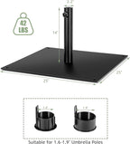 Giantex 42 lbs Patio Umbrella Base, 25 inch Heavy Duty Square Outdoor Umbrella Stand for 1.6''-1.9'' Poles, 4 Adjustable Pads Anchor Holes, Umbrella Holder for Deck Yard Poolside Garden