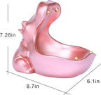 Hippo Statue, Hippo Resin Furniture Ornament Sculpture, Suitable for Home Decor, Desktop Hippo Candy Bowl, Entryway Table Storage Vessel, Storage Box (Pink)
