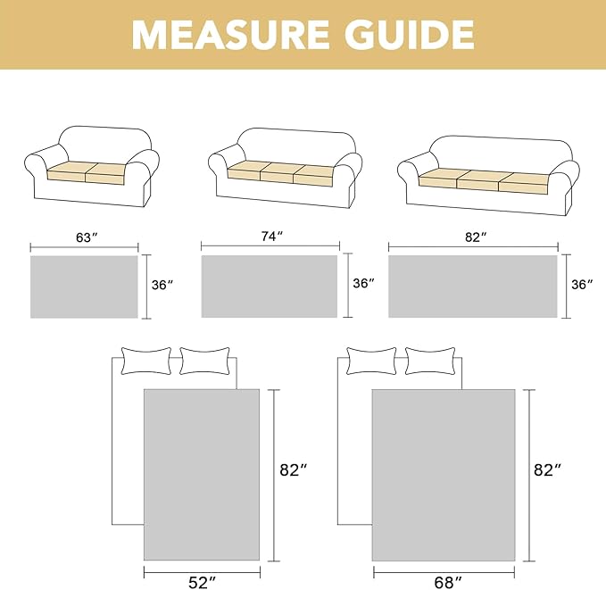 H.VERSAILTEX Couch Cover Chenille Pet Fuzzy Sofa Covers for 3 Cushion Couch Anti Slip Washable Sofa Slipcovers with Strap Soft Couch Protector Cover for Dogs Cats Kids(52" x 82", Grey)