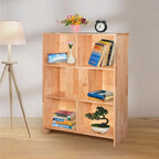 Natural Bookcase by Natural Wood, 7 Cube Bookshelf, Small Book Shelves Freestanding Display Storage Shelves. Open Bookshelf for Bedroom, Living Room and Office (Natural, 7 Cube)