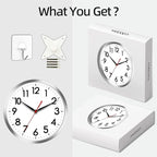 AKCISOT Wall Clock 12 Inch Silent Wall Clocks Battery Operated Non Ticking - Modern Silver Clock Decorative for Kitchen, Bathroom, Bedroom, Living Room, Office, Home