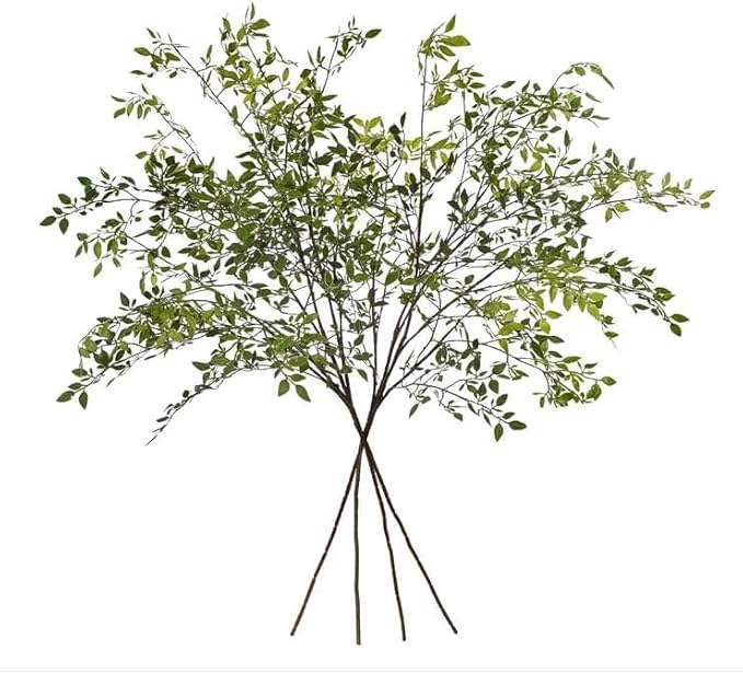 Greenery Stem Vase with Simulated 43.3 inches Stems and Branches Simulated Eucalyptus Leaves for Indoor Bedroom Living Room Dining Table Outdoor （3Pcs Green）