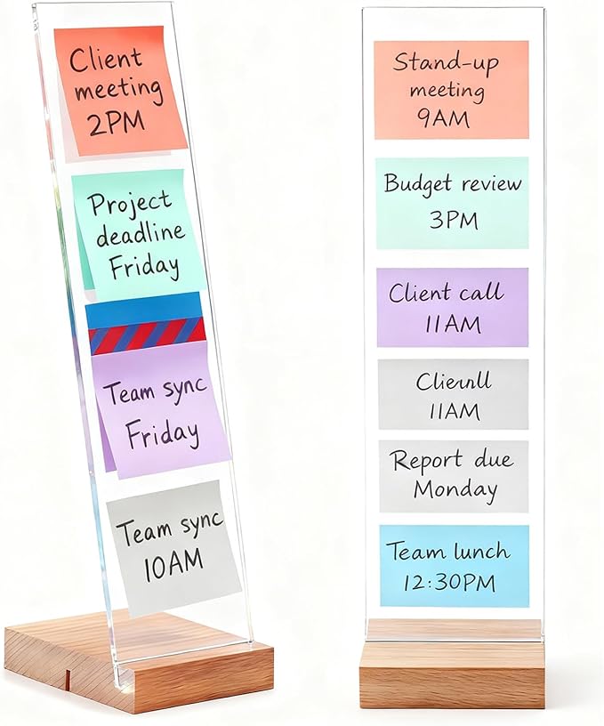 2PCS Monitor Memo Board Portable Monitor Sticky Note Holder Computer Screen Message Board Holder Detachable Acrylic Sticky Note Board Messadge Remider