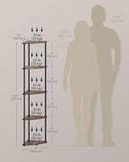 SONGMICS HOME Superfast Toolless Assembly, Corner Shelf Stand, 5-Tier Corner Standing Shelf, Living Room, Bedroom, Kitchen, 15 x 10.6 x 54.7 Inches, Somber Walnut ULBC610K02