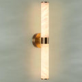 23.8in Alabaster Wall Sconce, Gold Sconces with Spanish Marble, Modern Brass Wall Mounted Lamp, Hardwired LED Wall Lighting for Bathroom Bedroom Living Room Staircase Hallway Dining Room