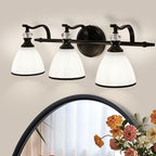 ANDY STAR Milky Glass Bathroom Vanity Light Over Mirror, 3-Light Matte Black Bathroom Light Fixtures with Frosted Glass, 22.5 inch Modern Vanity Lighting Wall Mount, E26 Base, Bulbs Not Included