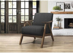 Lexicon Mid Century Modern Accent Chair with Solid Wood Frame in Walnut Finish, Upholstered Living Room Lounge Arm Chair, Thick and Comfy Innerspring Seat Cushion, Linen-Look Fabric, Dark Grey