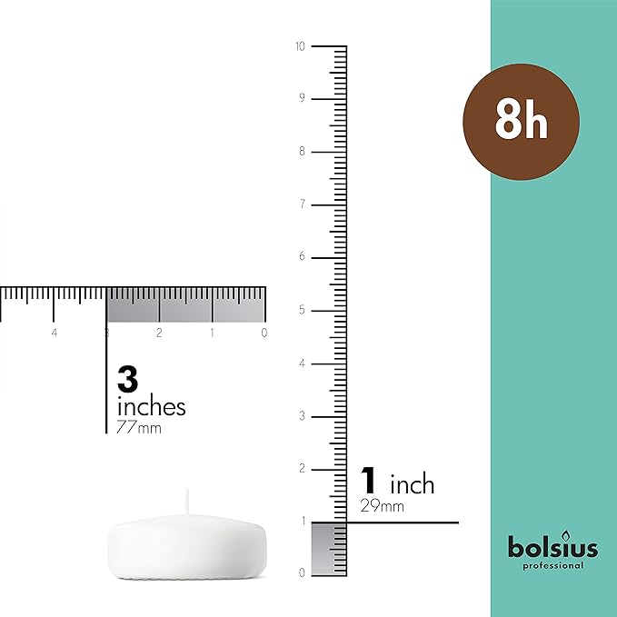 BOLSIUS 3 Inch White Floating Candles - 36 Count Unscented - Premium European Quality - Imbue Breathtaking Ambiance for Romantic Wedding Centerpieces, Decorations, Events, Pool, Holiday, and Parties