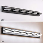 SOLFART Bathroom Light Feature Modern LED Dimmable Matt Black Bathroom Vanity Light 6 Lights Acrylic Vanity Light Over Mirror
