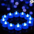 Flameless Candles, 12 Pack Tea Lights Candle Battery Operated, LED Tealight Votives, Realistic Tea Lights for Halloween Christmas Party Decor -D 1.5” x H 1.25” -Blue Light