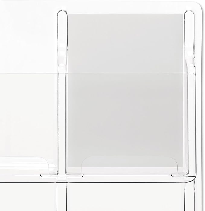 Safco Reveal Literature Rack, 9 Compartments Magazine Holder, Wall-Mounted Brochure Organizer, Acrylic, Clear