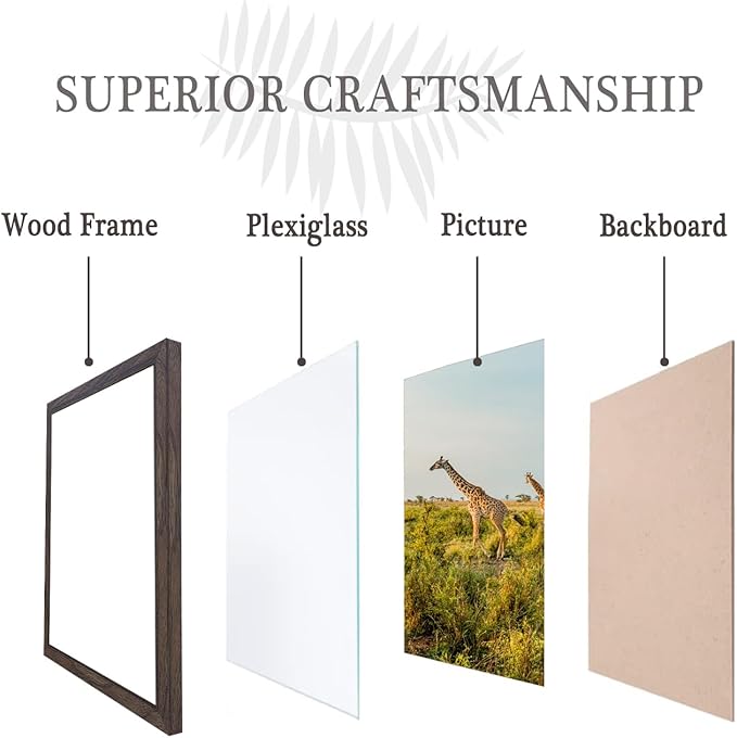 8.5x11 Picture Frame walnut Set of 3, Certificate Frame Poster and Photo frame, Horizontal and Vertical Formats for Wall or Tabletop, 8.5x11 Frame with Shatter Resistant Plexiglass, best gift