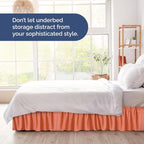 Wrap Around Dust Ruffle Bed Skirt - Coral - for Full Size Beds with 12 Inch Drop - Easy Fit Elastic Strap - Adjustable Pleated Bedskirt w/Brushed Fabric - Wrinkle Free - for Women, Men, Kids & Teens