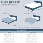 CozyLux King Size Comforter Set Navy Blue, Pintuck Bed in A Bag 7 Pieces, Pinch Pleat Bedding Sets with All Season Comforter, Pillow Sham, Flat Sheet, Fitted Sheet and Pillowcase, Navy Blue, King
