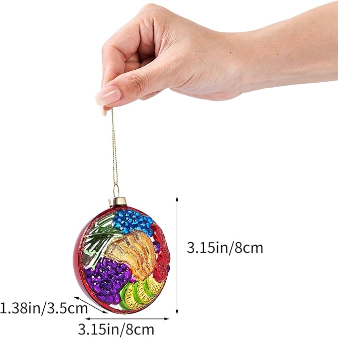Funny Hanging Christmas Ornaments 2025 - Fruit Basket Glass Blown Tree Decorations, 3D Premium Decorative Waterproof Holiday Decor for Cute Xmas Home Outdoor Window Centerpiece ﻿