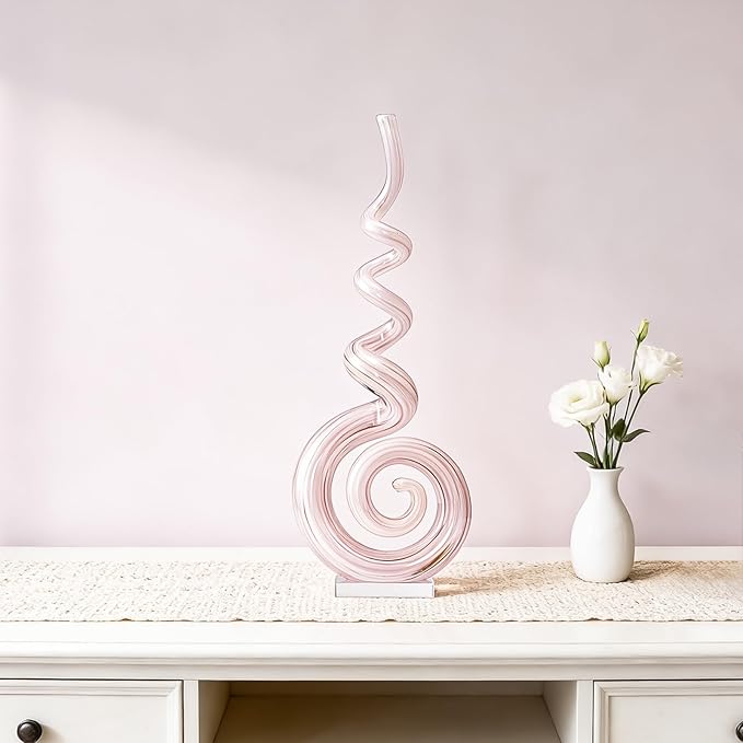 15" Tall Hand-Blown Murano-Style Glass Sculpture Statues Art Ornament Statue Figurines Home Decor Accent Piece Coastal Ocean Nautical Home Decor,Shelf,TV Stand,Tabletop Centerpieces,Wonderful Gift