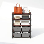 Furinno Turn-S-Tube Storage Shelves Set of 2, 3-Tier Stackable Standing Shelf, Open Corner Shelf, for Organization and Storage, Living Room, Garage, Home Office, Dark Cherry