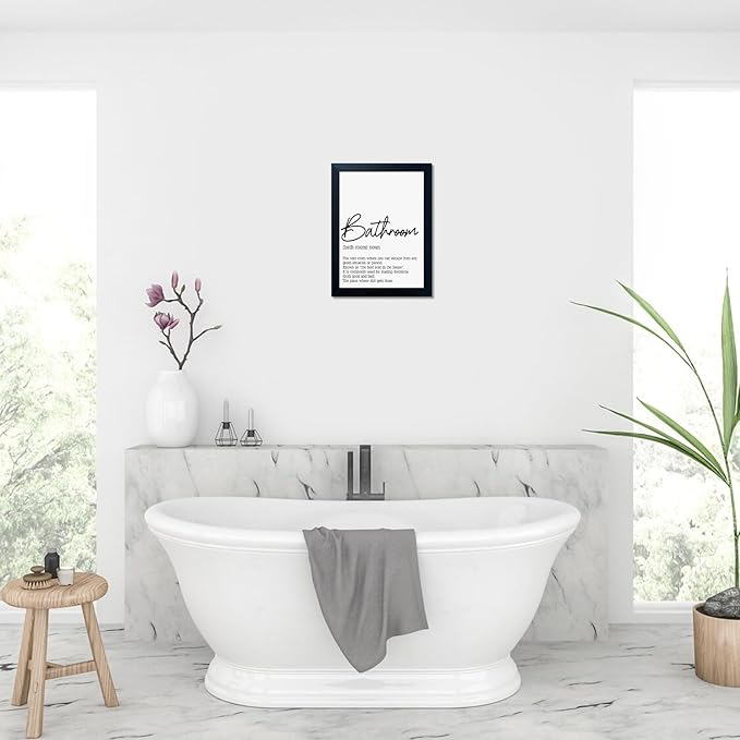 Boswaydeco Bathroom Pictures Wall Decor Black and White Bathroom Rules Wall Art Modern Toliet Decor Canvas Artwork for Guest Washroom
