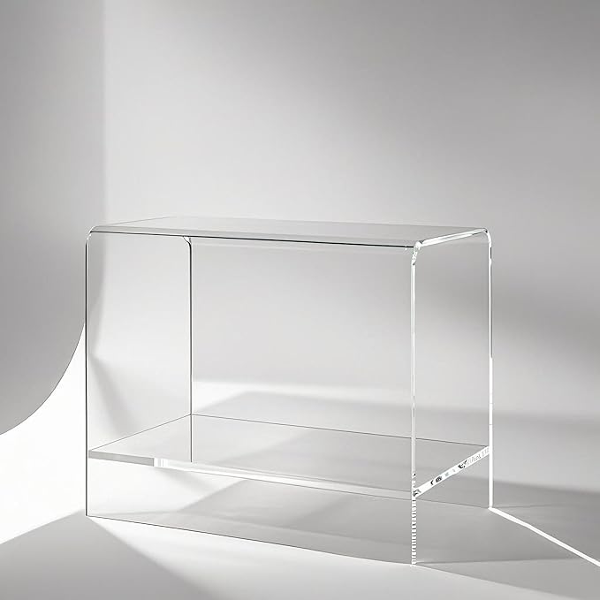 21" Acrylic Shower Stool with Storage Shelf - Waterproof Bath Bench for Spa & Shower, Heavy-Duty Seating (Holds 400lbs) - Ideal for Shaving Legs & Organizing Items