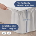Wrap Around Dust Ruffle Bed Skirt - French Grey - Twin/Twin XL Size Beds w/ 12 Inch Drop - Easy Fit Elastic - Adjustable Pleated Bedskirt w/Brushed Fabric - Wrinkle Free, Women, Men, Kids & Teens